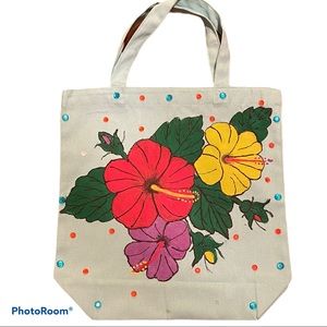 Tote bag: Hand painted,mint green